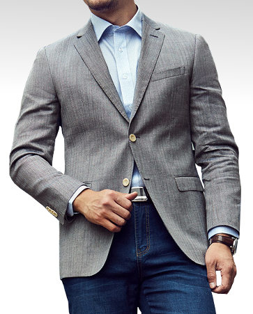 2023 Classic Grey Herringbone Luxury Mens Blazer | PILAEO